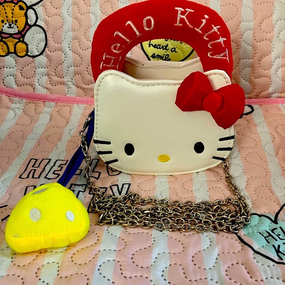 Hello Kitty Top Handle Mini Crossbody Bag Cookie Style With Cheese Charm